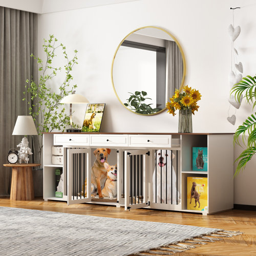 Tucker Murphy Pet™ Large Dog Crate Furniture With 3 Drawers And 4